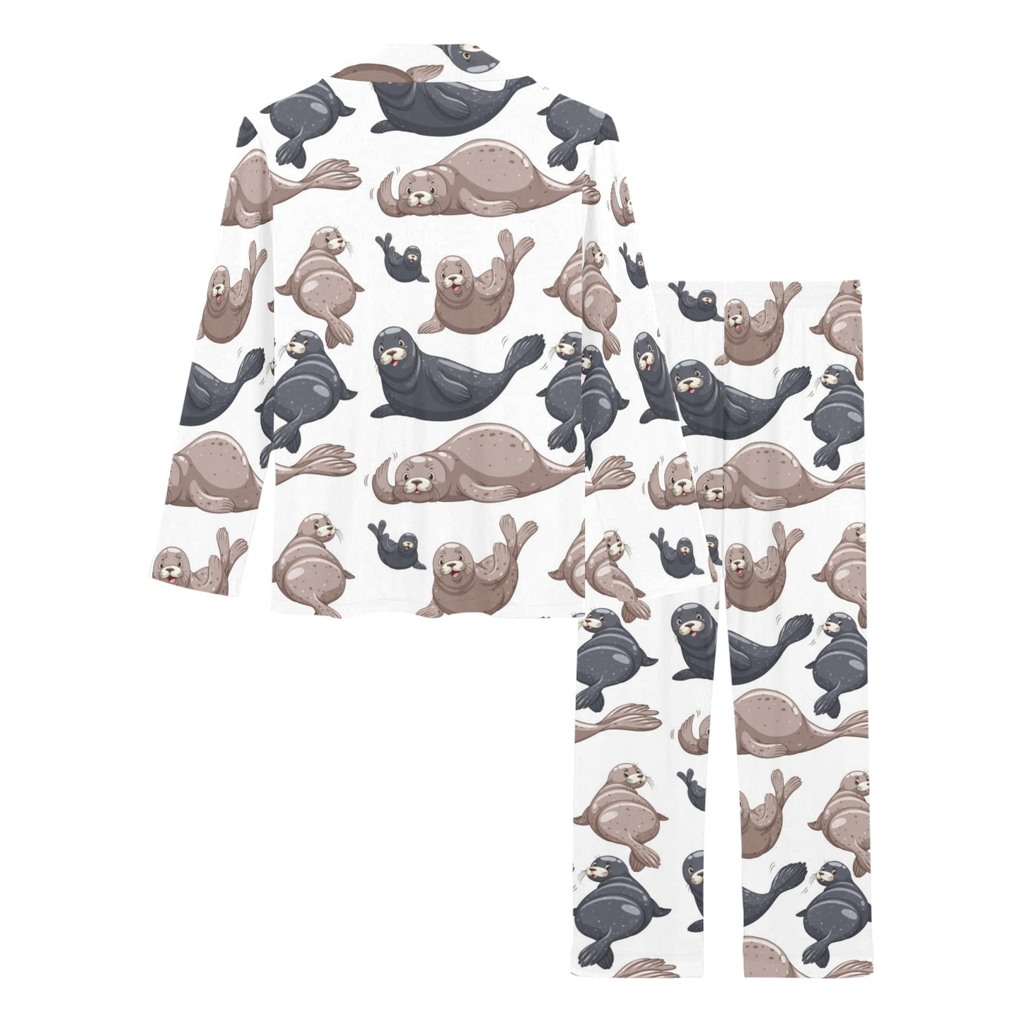 Sea Lion Pattern Print Design 02 Women's Long Pajama Set