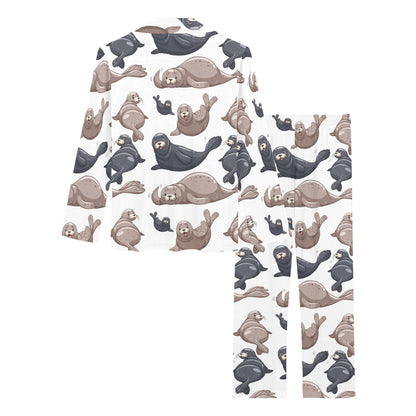 Sea Lion Pattern Print Design 02 Women's Long Pajama Set