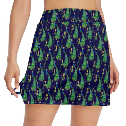 Peacock Art Design Print 17" Golf & Pickleball Skort with Pockets