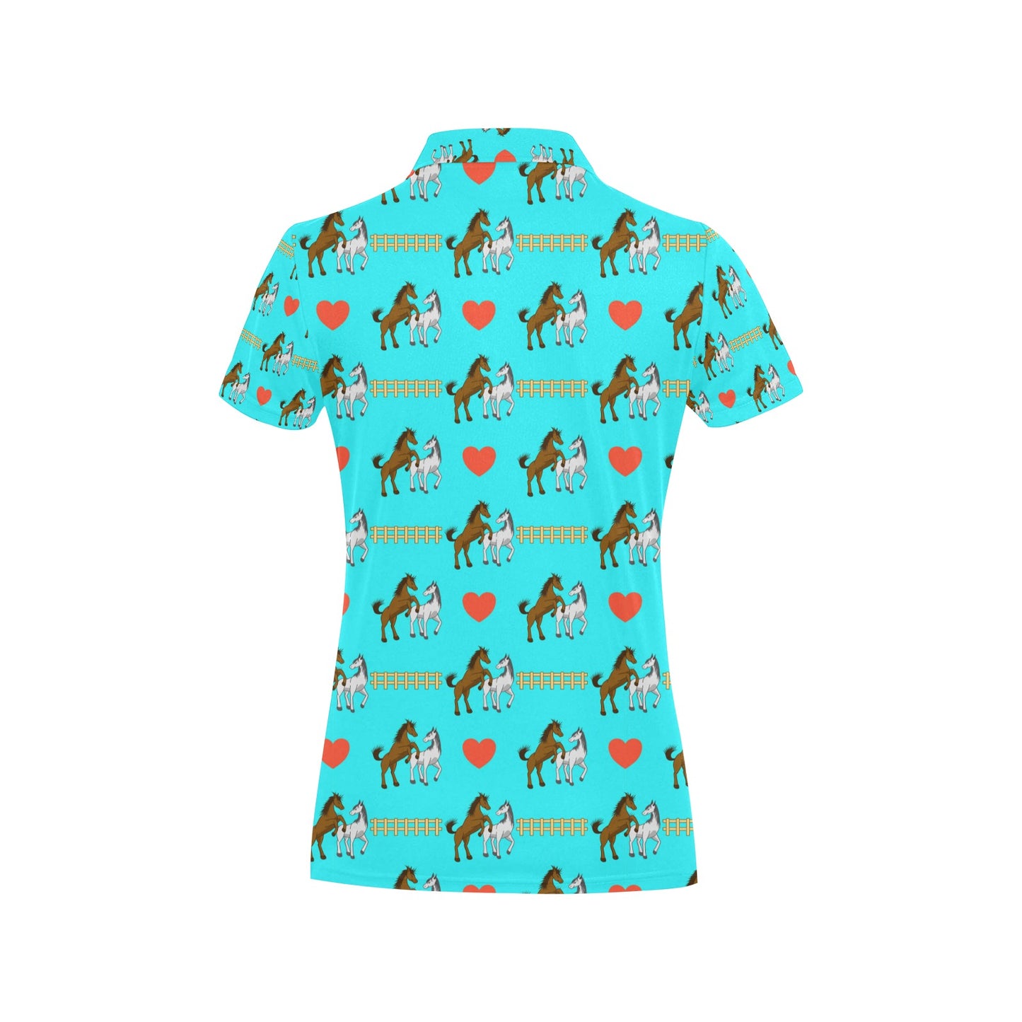 Horse Couple Love Print Design LKS309 Women's Polo Shirt