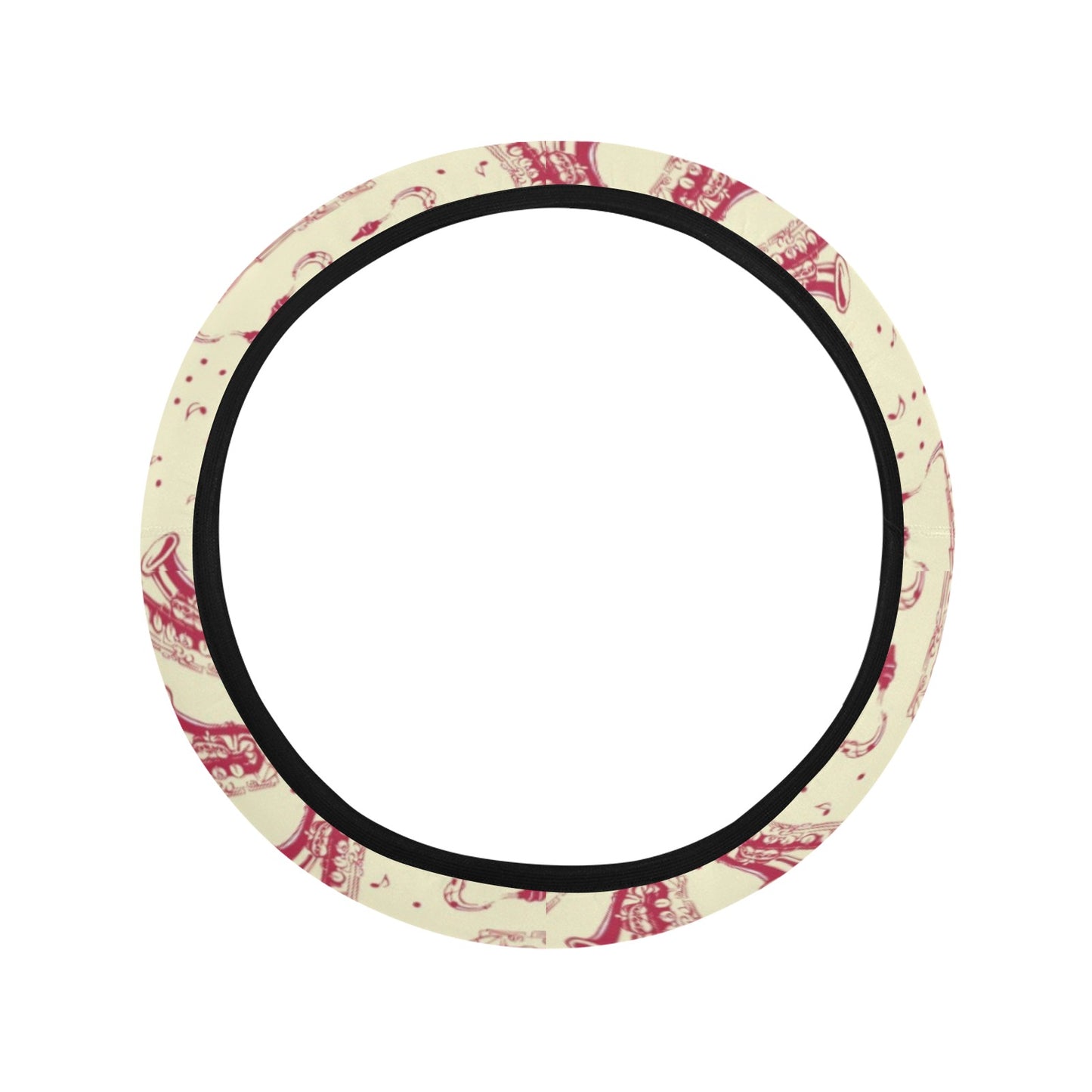 Saxophone Print Design LKS402 Steering Wheel Cover with Elastic Edge