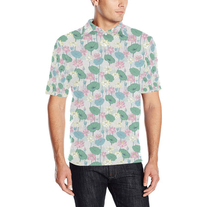Water Lily Print Design LKS305 Men Polo Shirt