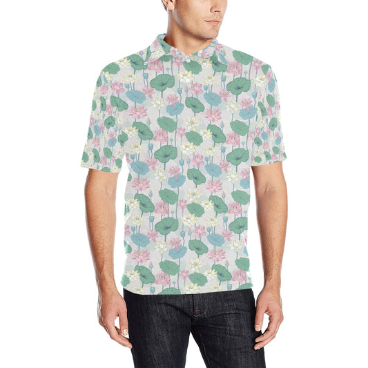 Water Lily Print Design LKS305 Men Polo Shirt