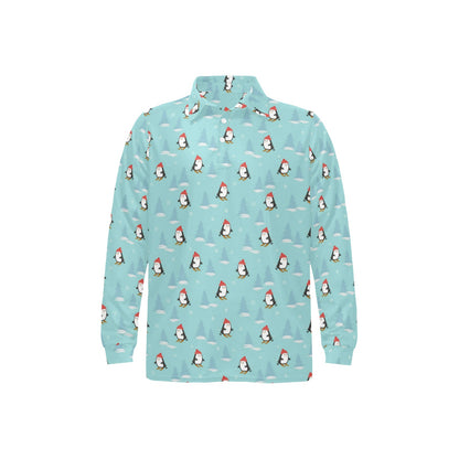 Ski Penguin Print Design LKS304 Long Sleeve Polo Shirt For Men's