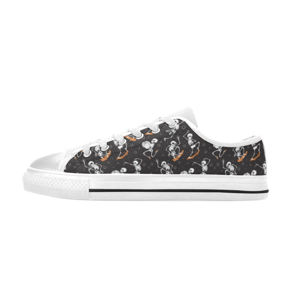 Skateboard With Skeleton Print Design LKS303 Women's White Low Top Shoes