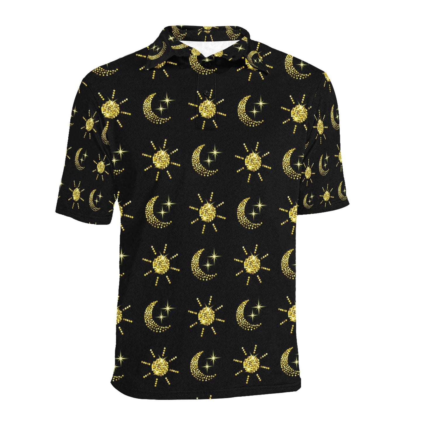 Sun Moon Print Design LKS304 Men Polo Shirt