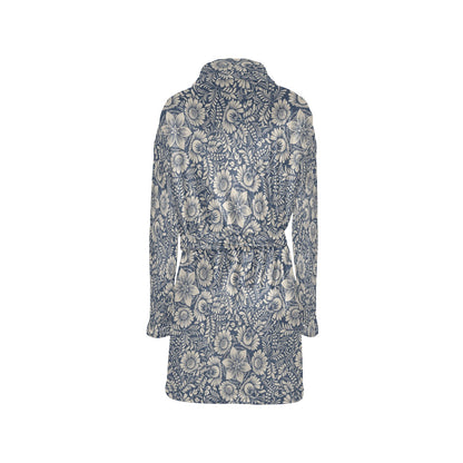 Elegant Floral Print Pattern Women's Fleece Robe