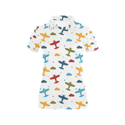 Airplane Pattern Print Design 06 Women's Polo Shirt