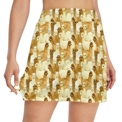 Alpaca Watercolor Design Themed Print 17" Golf & Pickleball Skort with Pockets