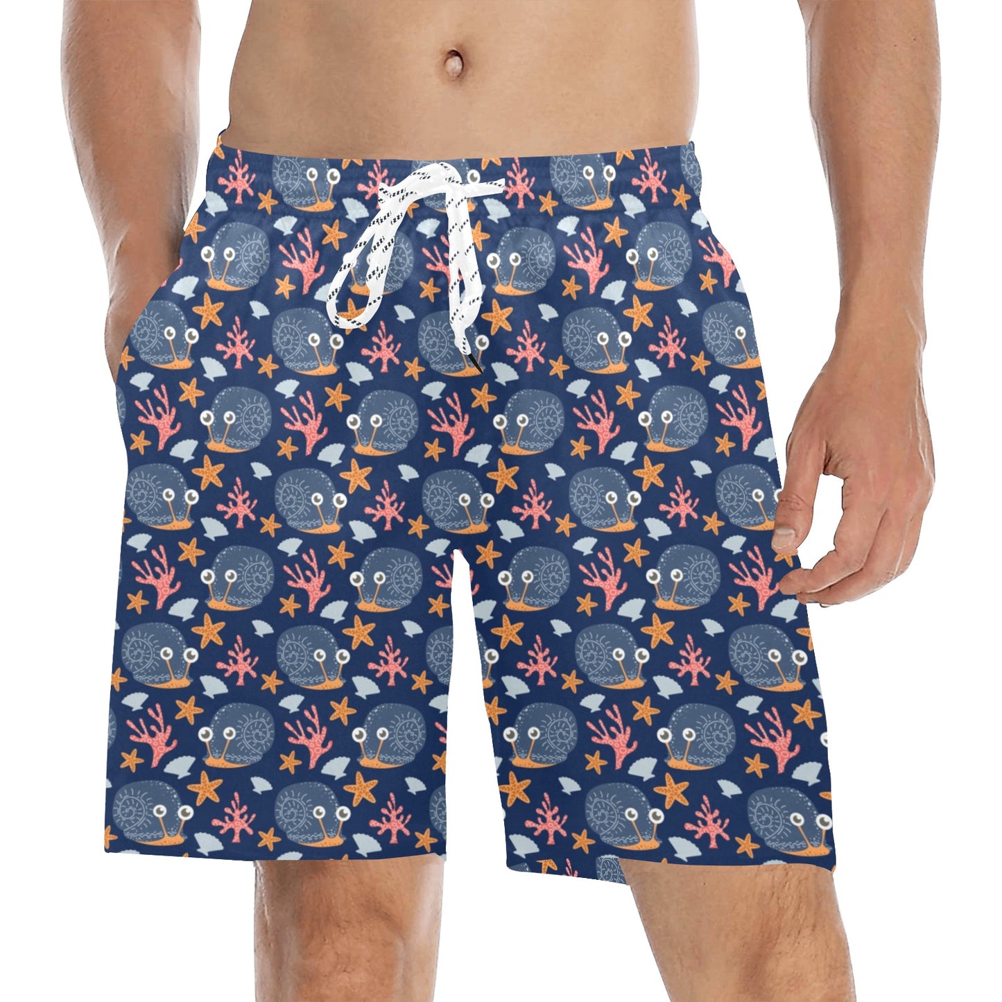 Snail Print Design LKS402 Men's Swim Trunks Beach Shorts