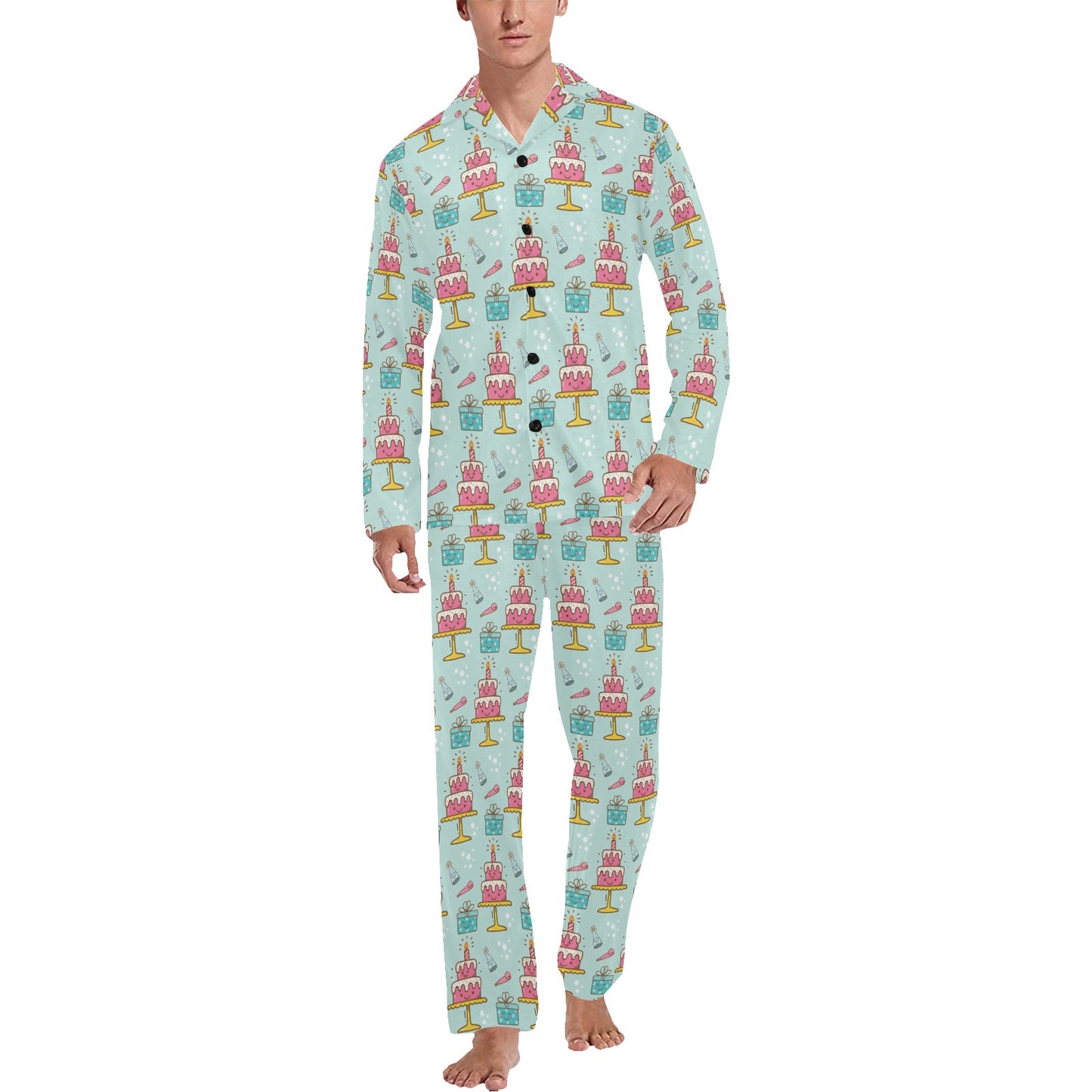Cake Pattern Print Design 06 Men's Long Pajama Set
