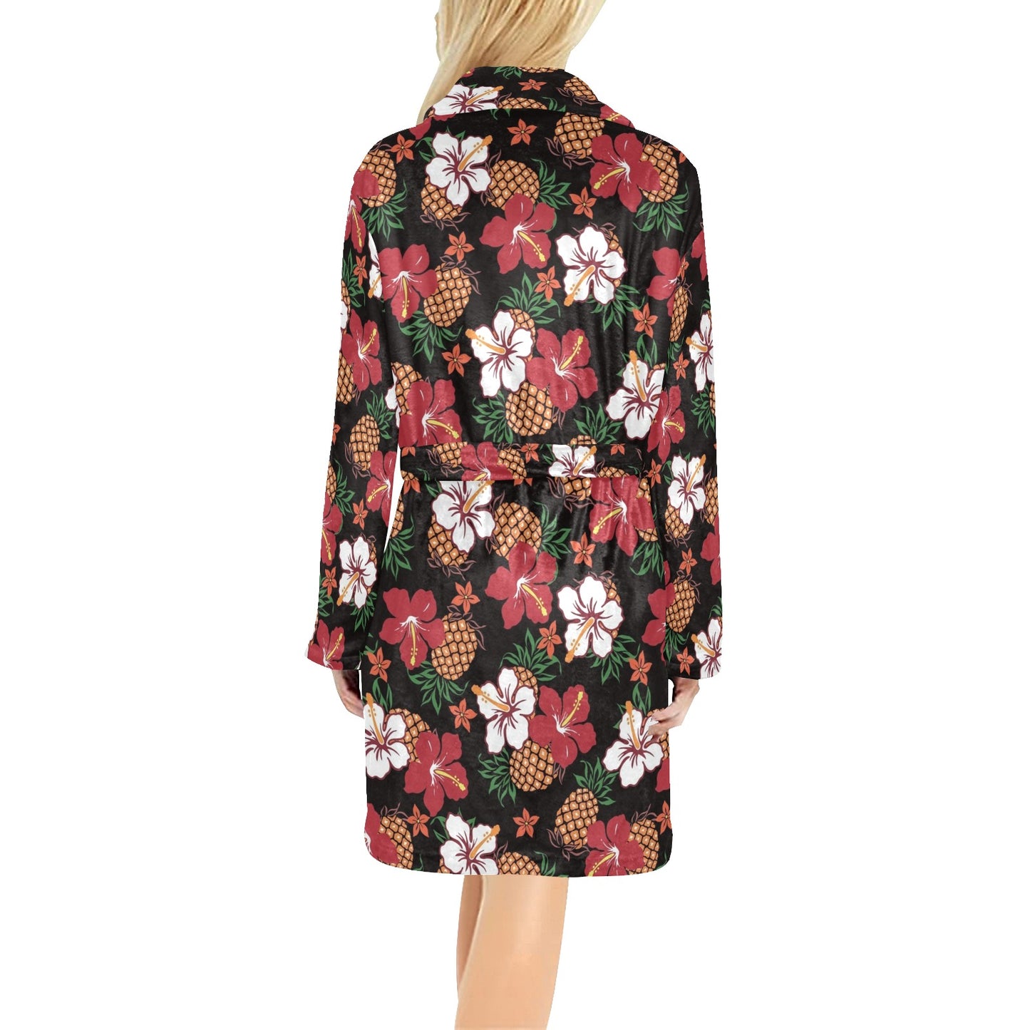 Hawaiian Themed Pattern Print Design H013 Women's Fleece Robe