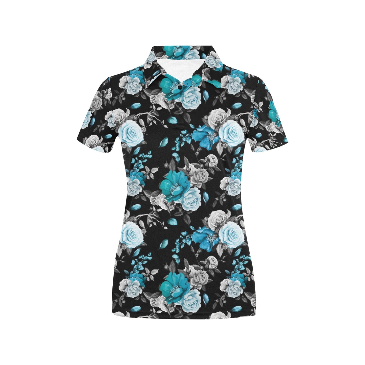 Rose Pattern Print Design A02 Women's Polo Shirt