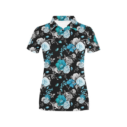 Rose Pattern Print Design A02 Women's Polo Shirt