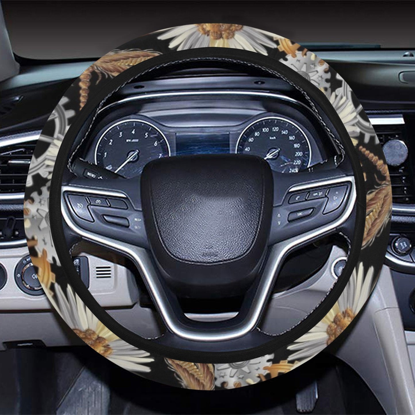Steampunk Dragonfly Print Design LKS302 Steering Wheel Cover with Elastic Edge
