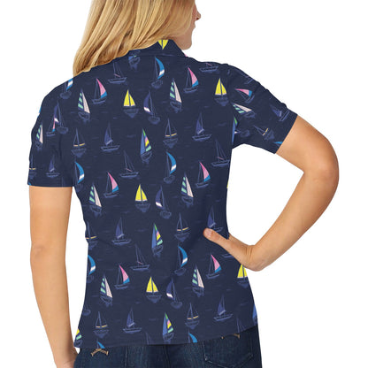 Sailboat Print Design LKS305 Women's Polo Shirt