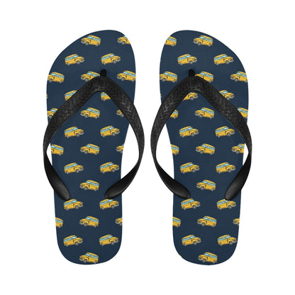 School Bus Print Design LKS304 Flip Flops