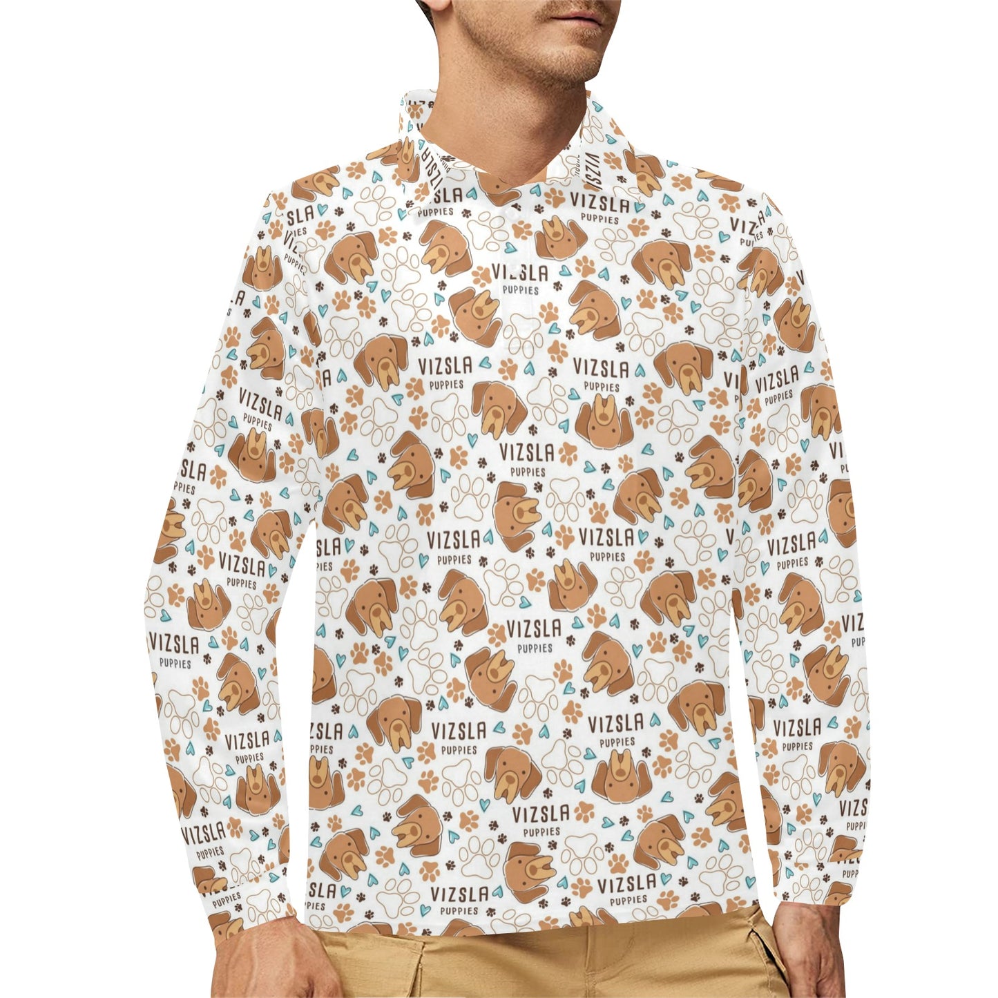 Vizslas Print Design LKS301 Long Sleeve Polo Shirt For Men's