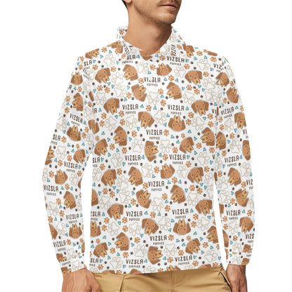 Vizslas Print Design LKS301 Long Sleeve Polo Shirt For Men's