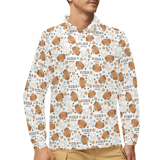 Vizslas Print Design LKS301 Long Sleeve Polo Shirt For Men's