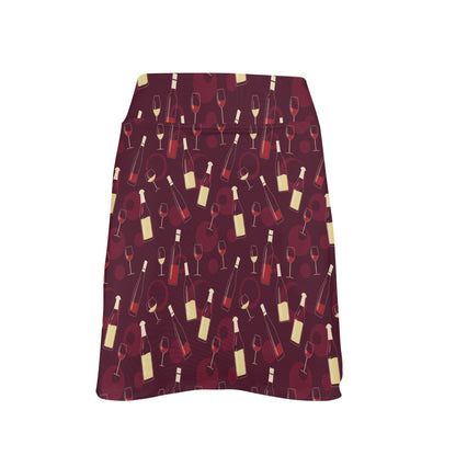 Wine Themed Print Design LKS302 17" Golf & Pickleball Skort with Pockets