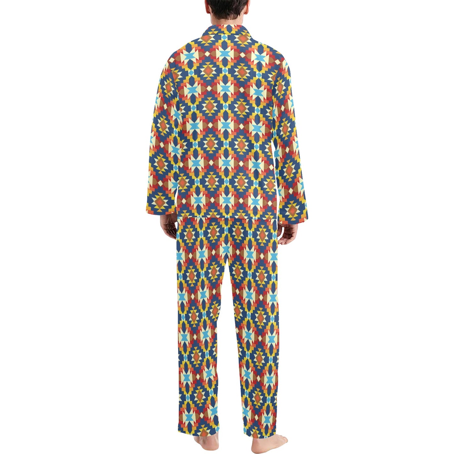 Aztec Pattern Print Design 01 Men's Long Pajama Set