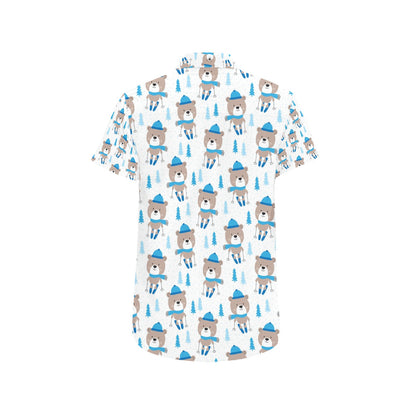 Ski Print Design LKS306 Men Short Sleeve Button Up Shirt