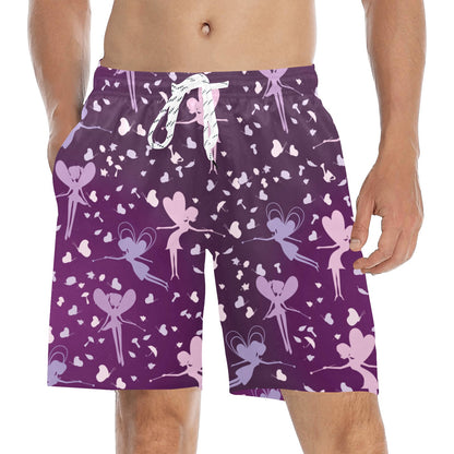 Fairy Pink Print Pattern Men's Swim Trunks Beach Shorts