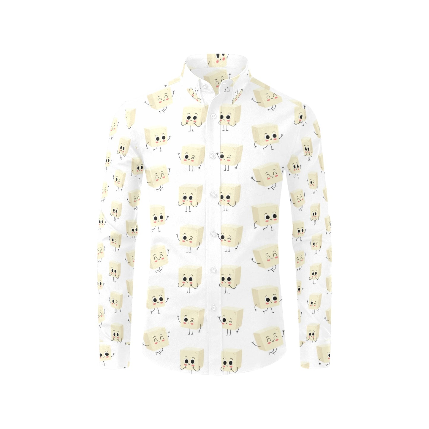Tofu Print Design LKS301 Men's Long Sleeve Dress Shirt