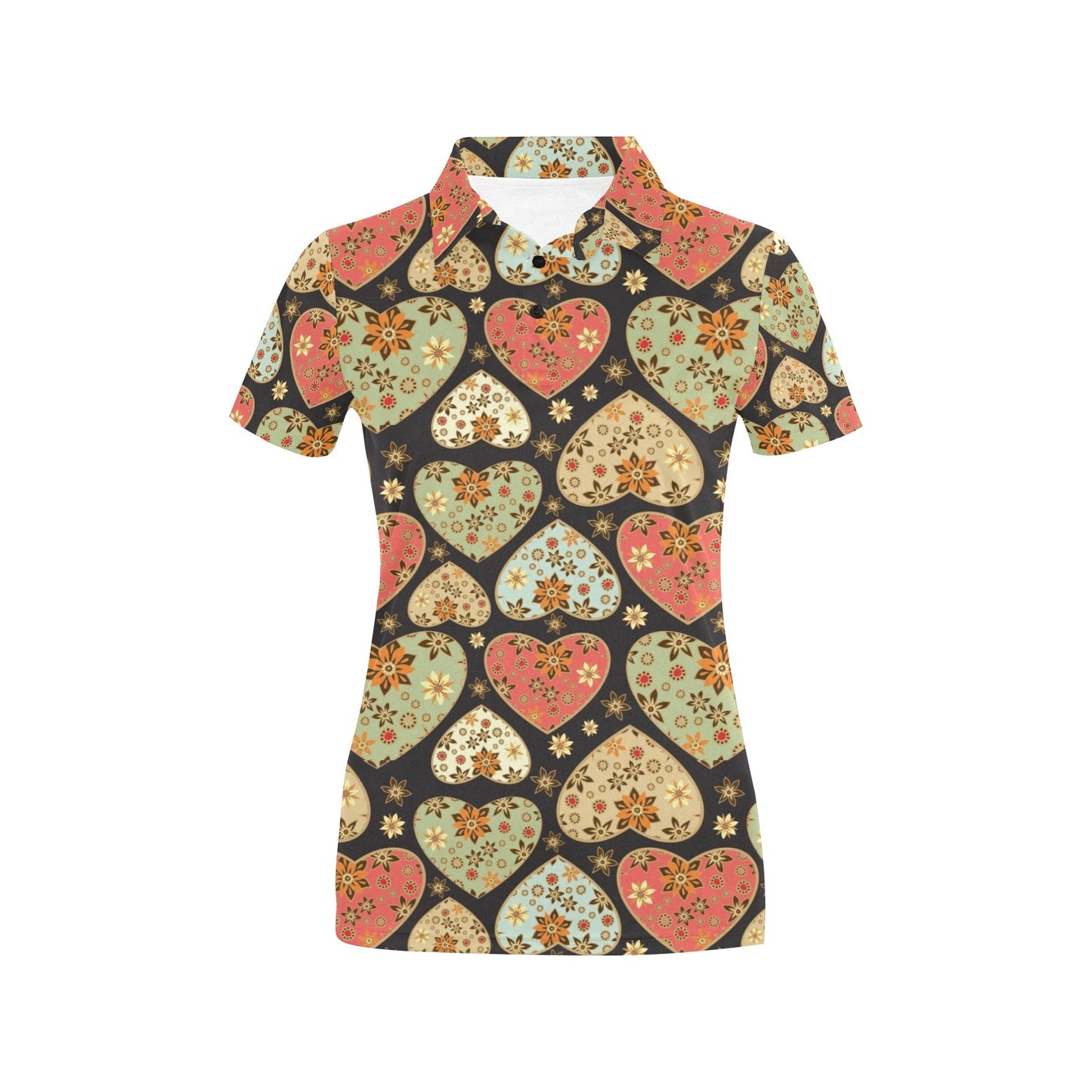 Heart Boho Pattern Print Design HE04 Women's Polo Shirt