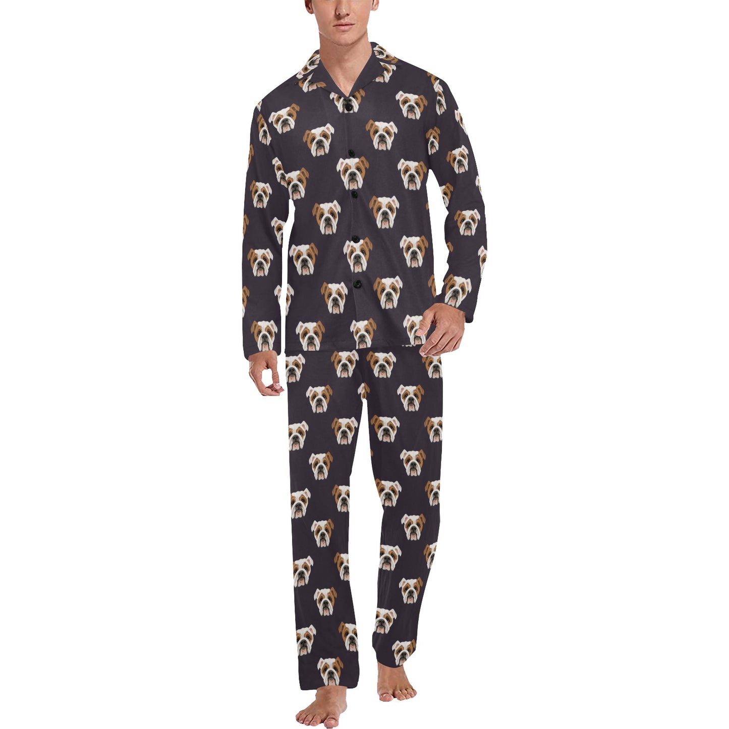 Bulldogs Pattern Print Design 03 Men's Long Pajama Set
