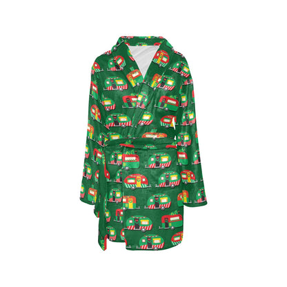 Camper Camping Christmas Themed Print Women's Fleece Robe