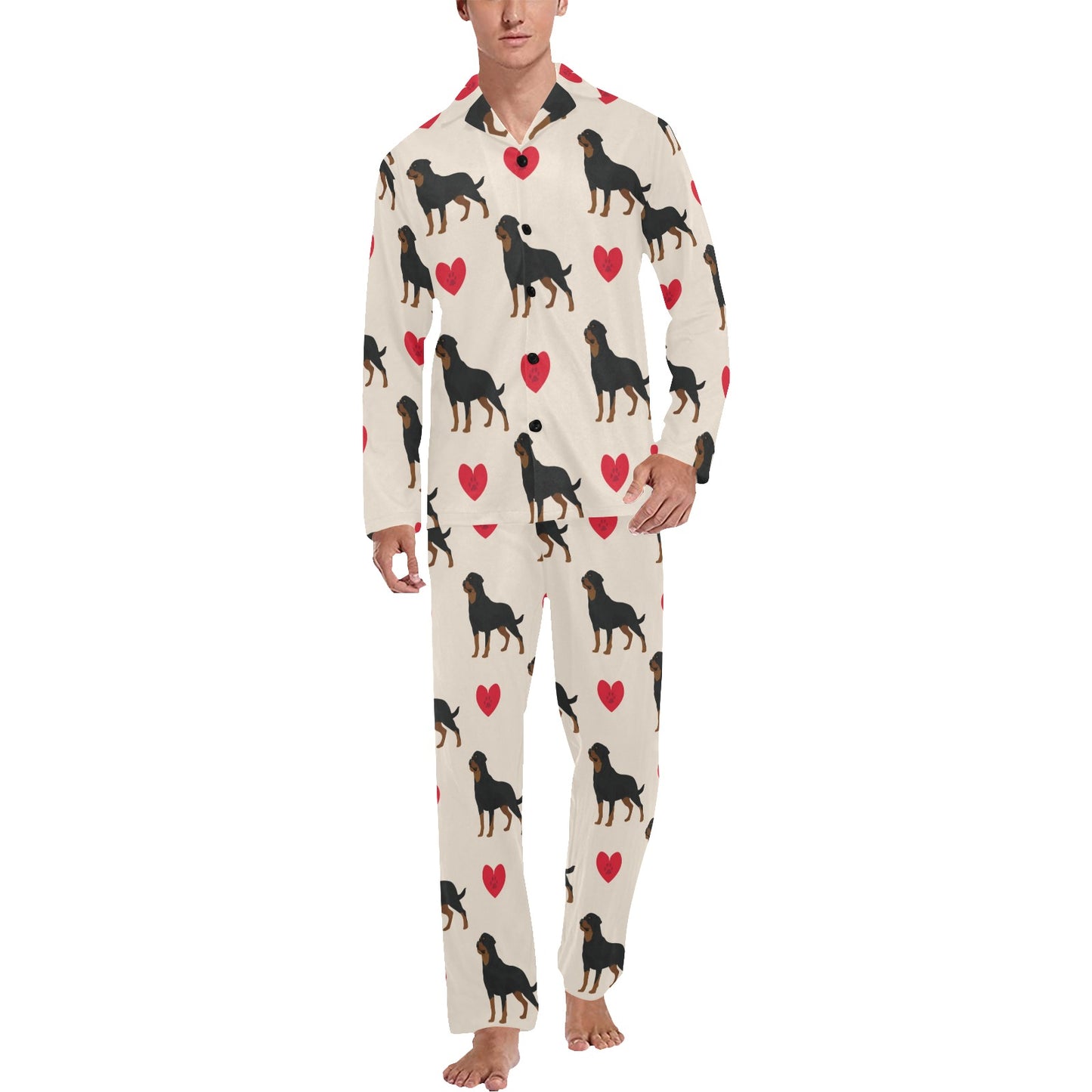 Rottweiler Pattern Print Design A02 Men's Long Pajama Set