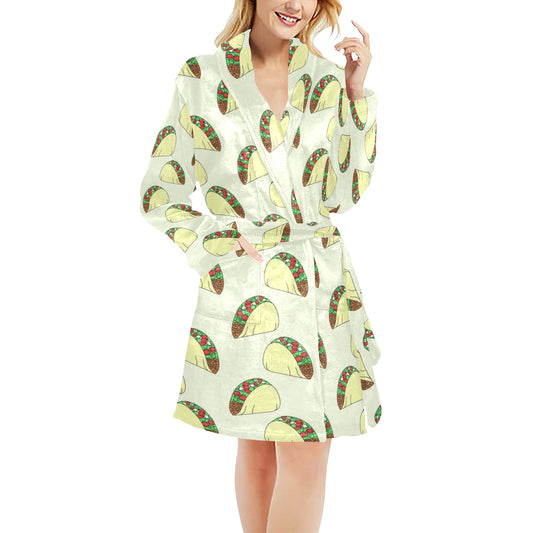 Taco Pattern Print Design TC05 Women's Fleece Robe
