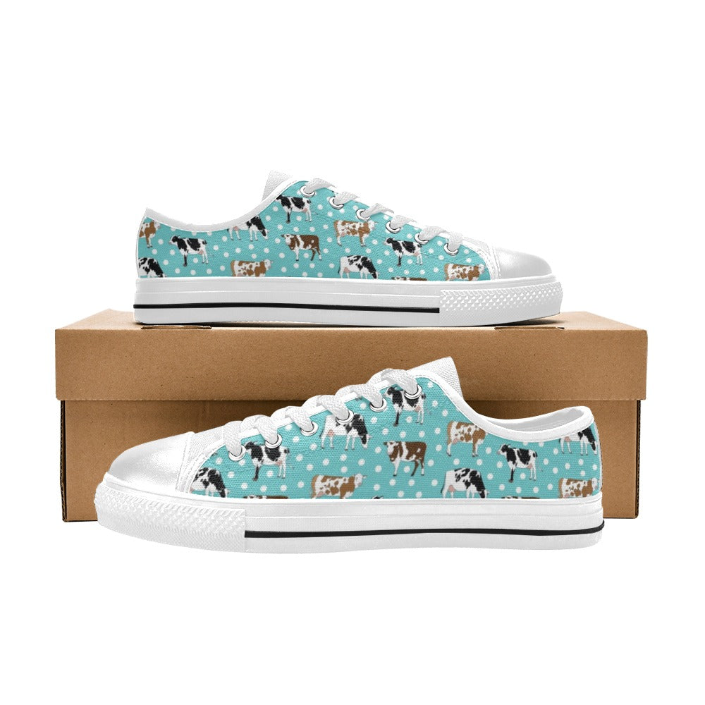 Cattle Print Design LKS405 Women's White Low Top Shoes