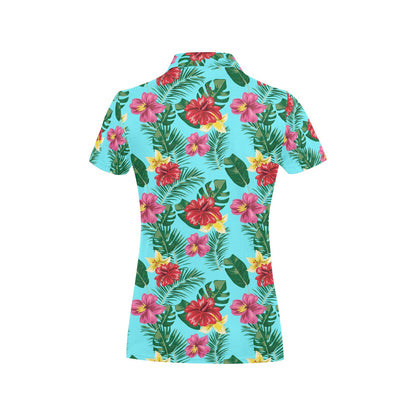 Hibiscus Hawaiian Flower Women's Polo Shirt