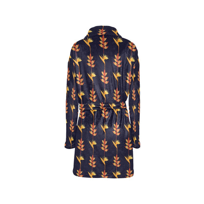Heliconia Pattern Print Design HL06 Women's Fleece Robe