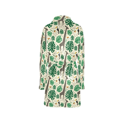 Rainforest Giraffe Pattern Print Design A02 Women's Fleece Robe