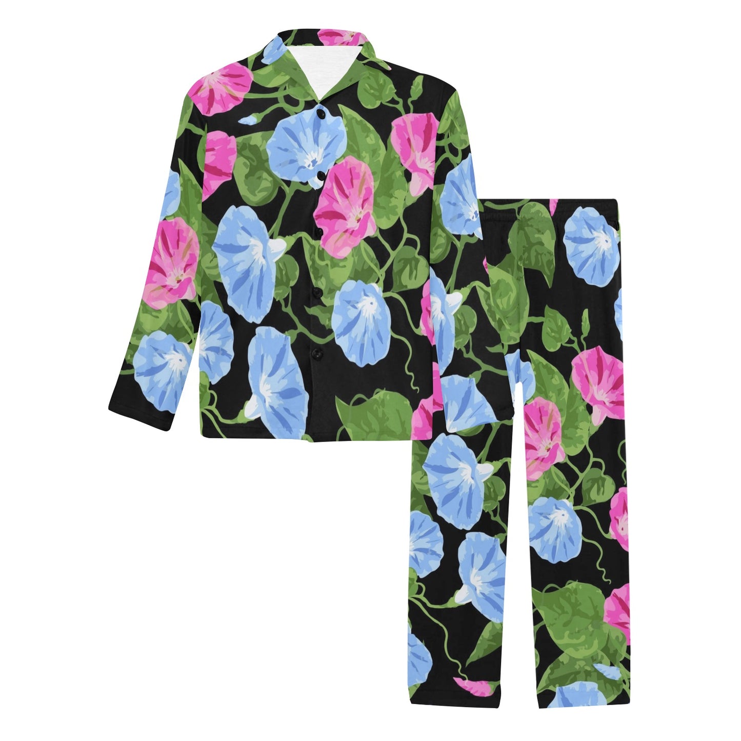 Morning Glory Pattern Print Design MG04 Men's Long Pajama Set