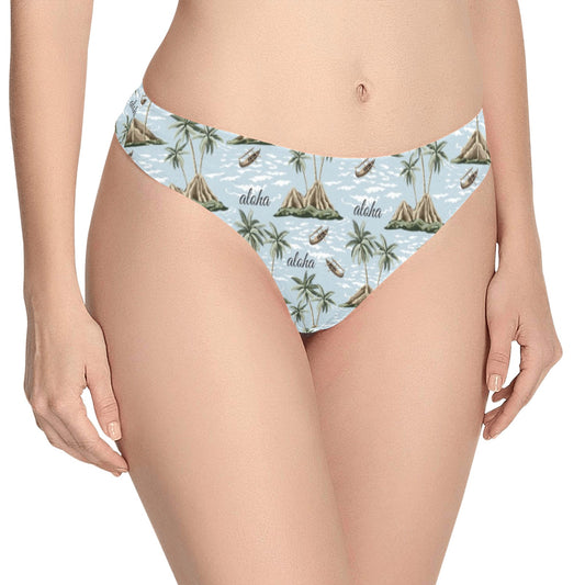 Aloha Hawaii island Design Themed Print Women's Thongs
