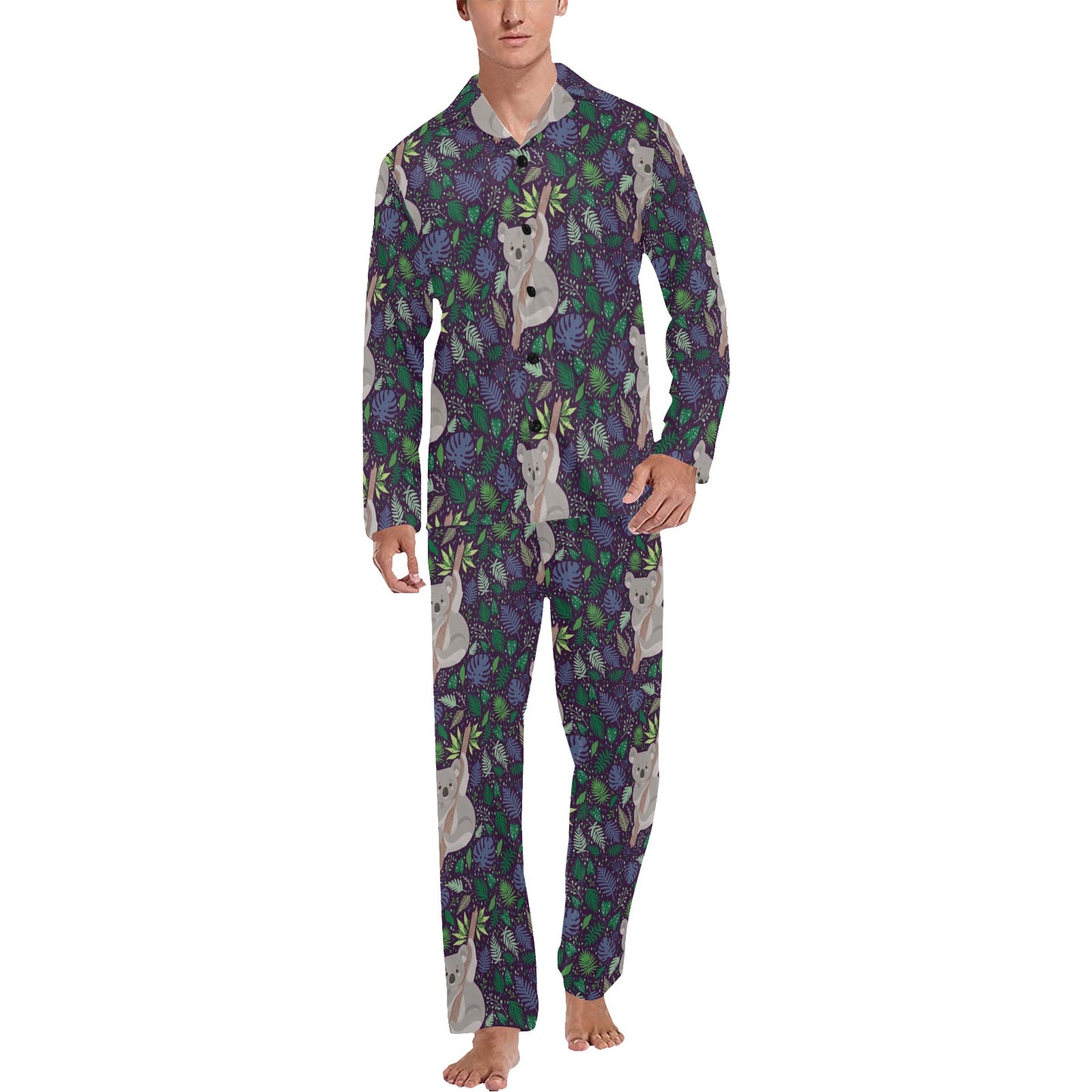 Koala Pattern Print Design 06 Men's Long Pajama Set