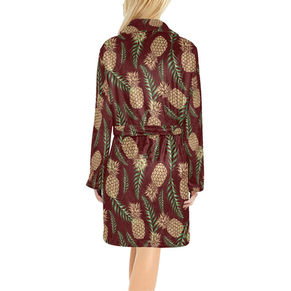 Pineapple Pattern Print Design PP013 Women's Fleece Robe