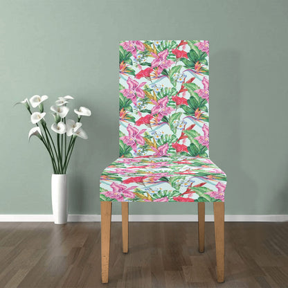Tropical Flower Print Design LKS304 Dining Chair Slipcover