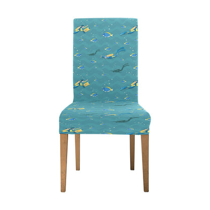 Scuba Driving Pattern Print Design LKS306 Dining Chair Slipcover