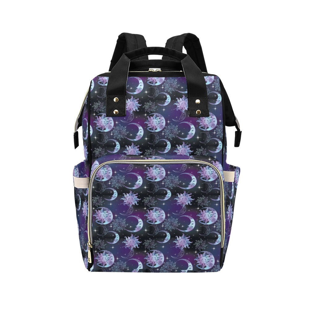 Sun Moon Print Design LKS303 Diaper Bag Backpack