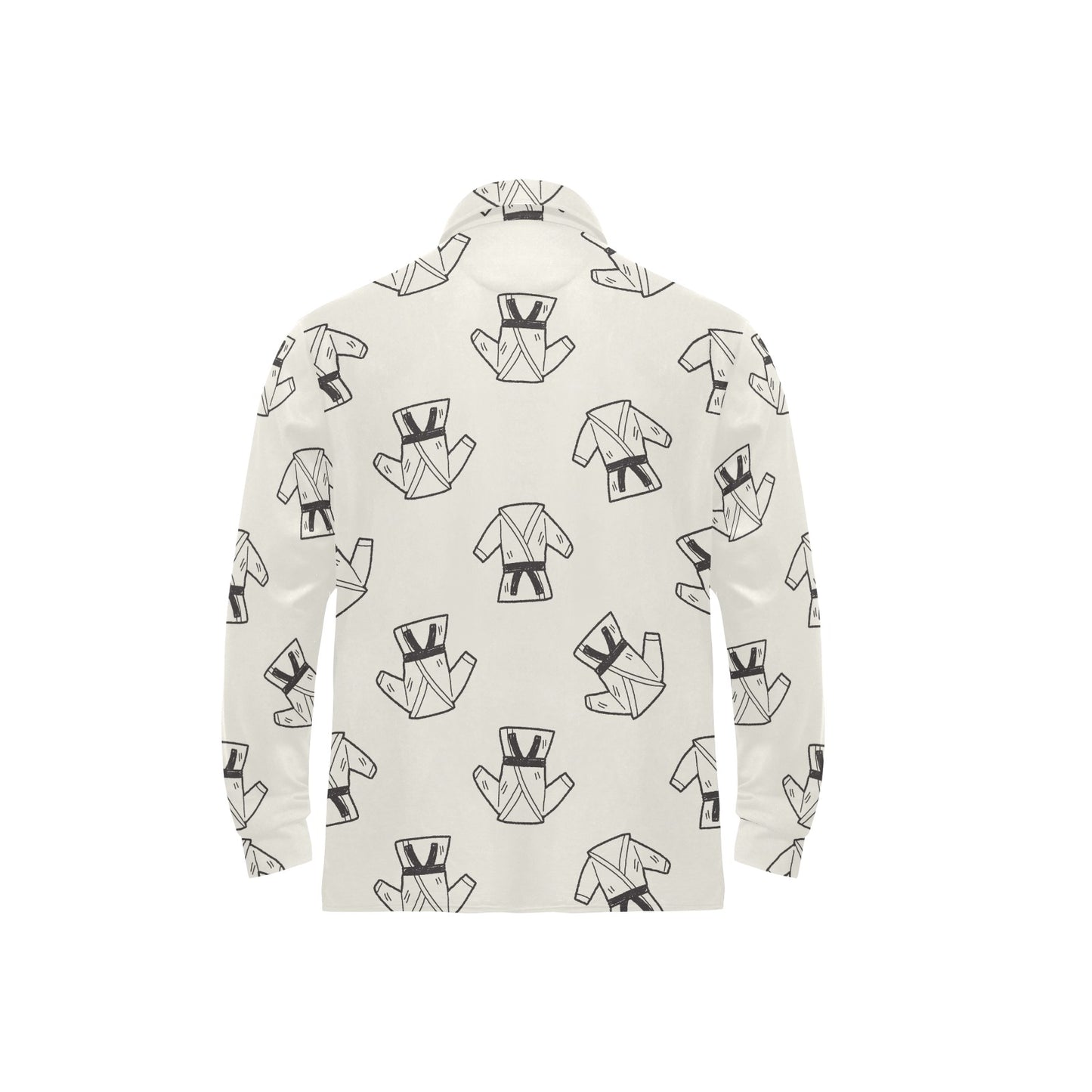 Karate Pattern Print Design 01 Long Sleeve Polo Shirt For Men's