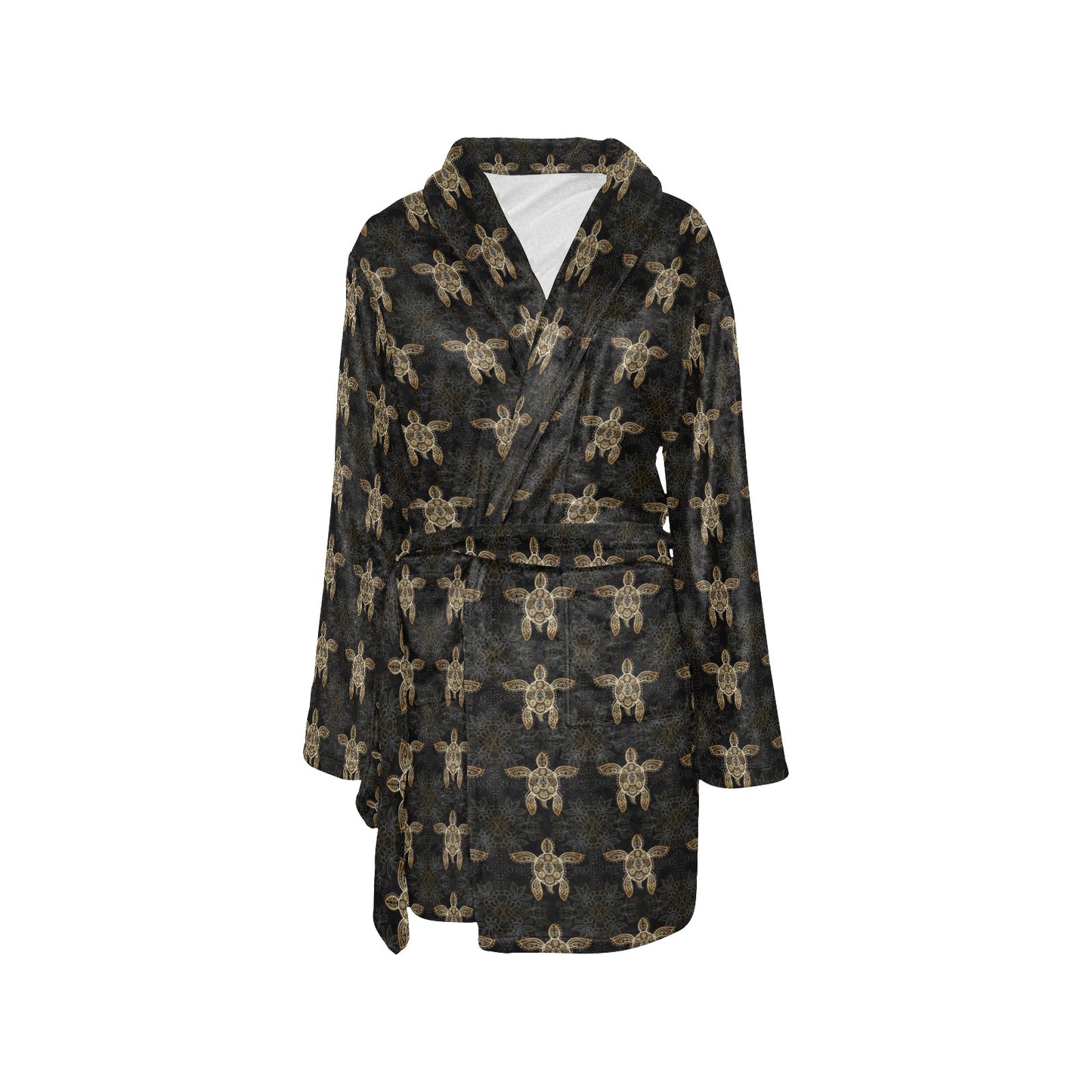 Gold Tribal Turtle Polynesian Design Women's Fleece Robe
