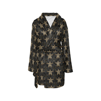 Gold Tribal Turtle Polynesian Design Women's Fleece Robe