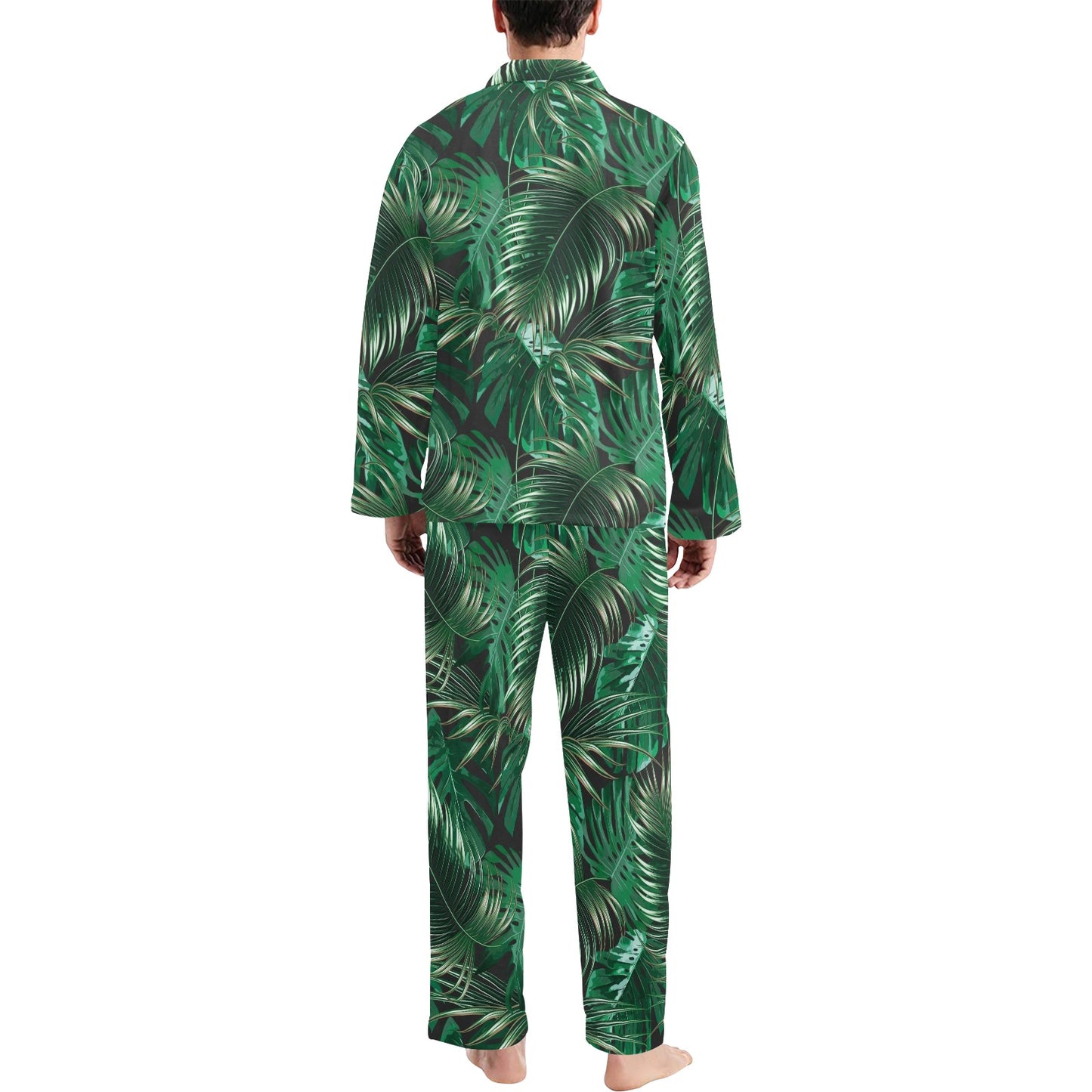 Tropical Flower Pattern Print Design TF012 Men's Long Pajama Set