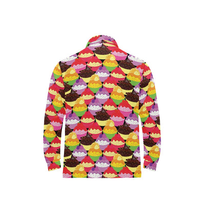 Cupcake Pattern Print Design CP02 Long Sleeve Polo Shirt For Men's